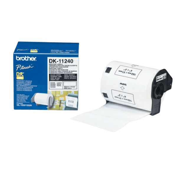 Brother DK11240 Svart text / Vit tejp 51 x 102 mm, 600 st. - Original