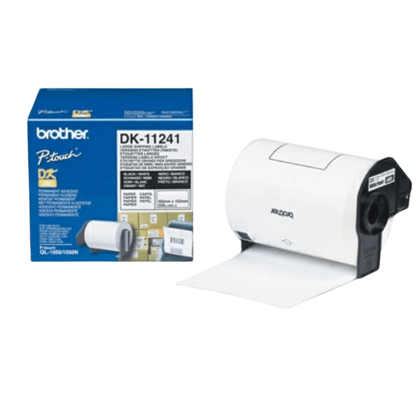 Brother DK11241 Svart text / Vit tejp 102 x 152 mm, 200 st. - Original