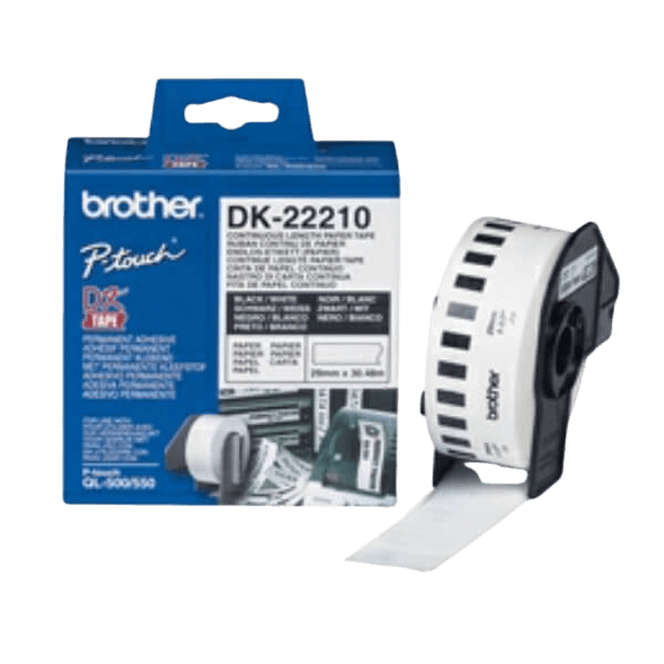 Brother DK22210 Vit 29mm x 30,48 tejp - Original