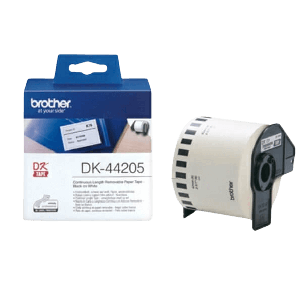 Brother DK44205 Svart text / Vit tejp 62 mm x 30 m - Original