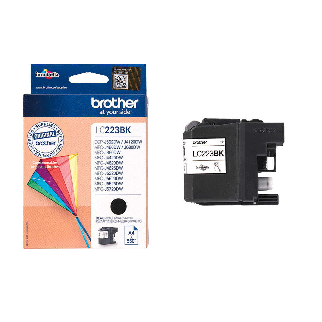 Brother LC223BK svart Skrivarpatron - 550 sidor - Original