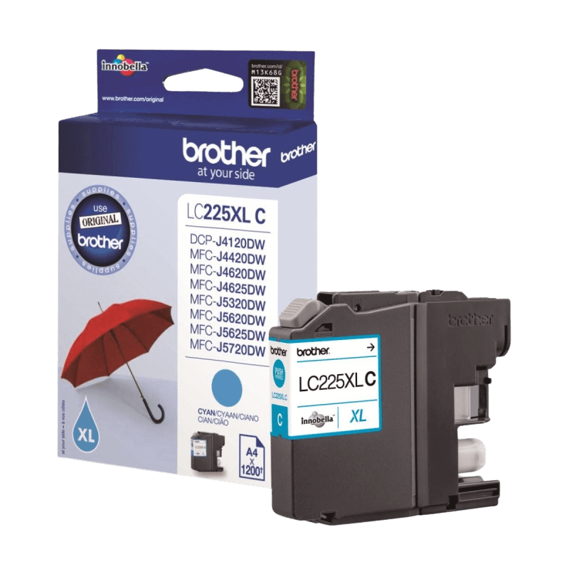 Brother LC225C cyan XL Skrivarpatron - 1200 sidor - Original