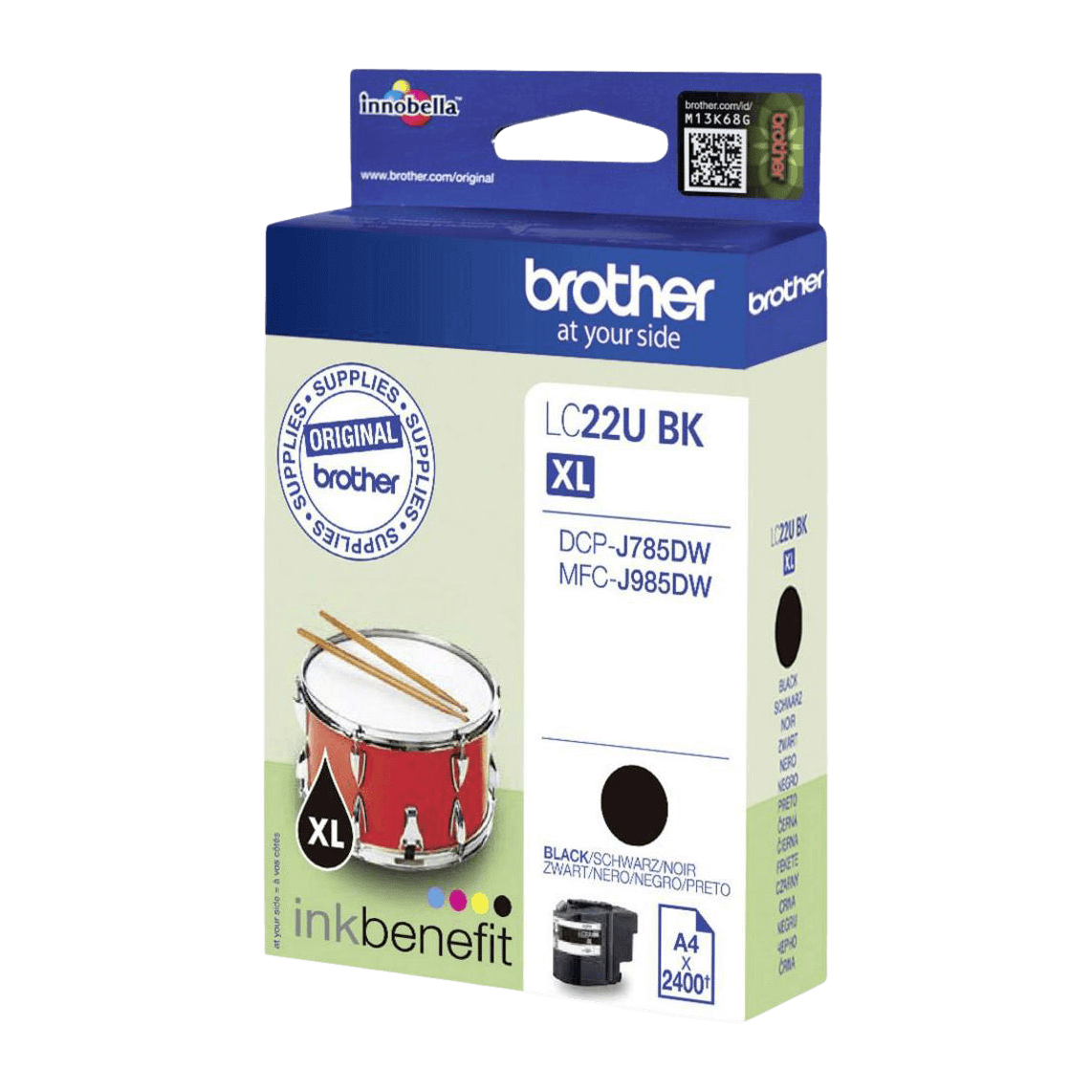 Brother LC22UBK svart Skrivarpatron - 2400 sidor - Original