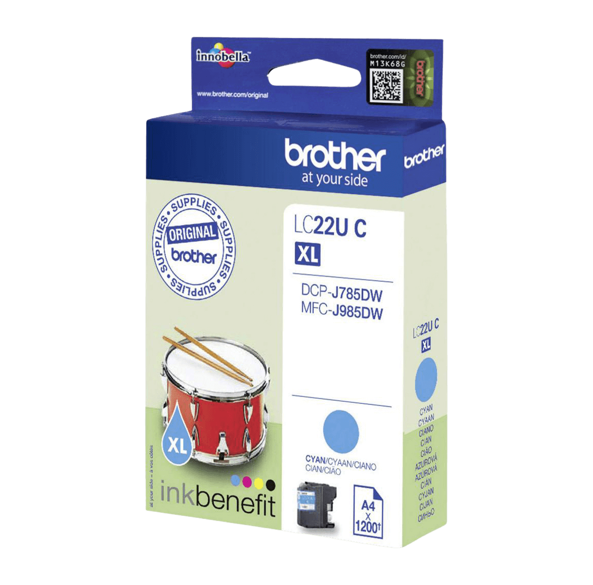 Brother LC22UC cyan Skrivarpatron - 1200 sidor - Original