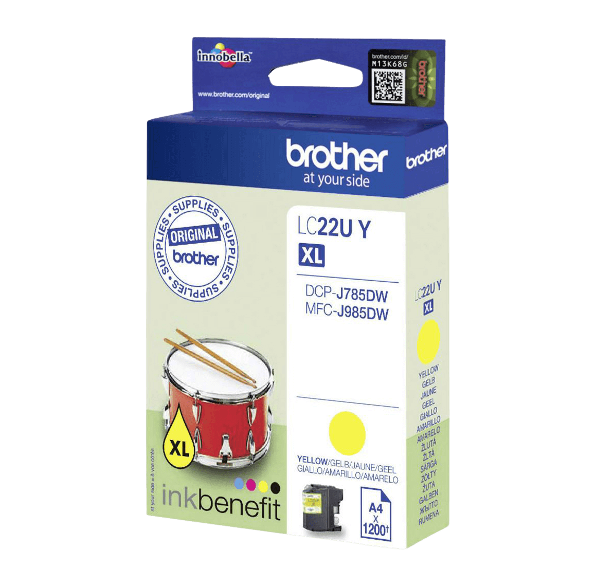 Brother LC22UY gul Skrivarpatron - 1200 sidor - Original