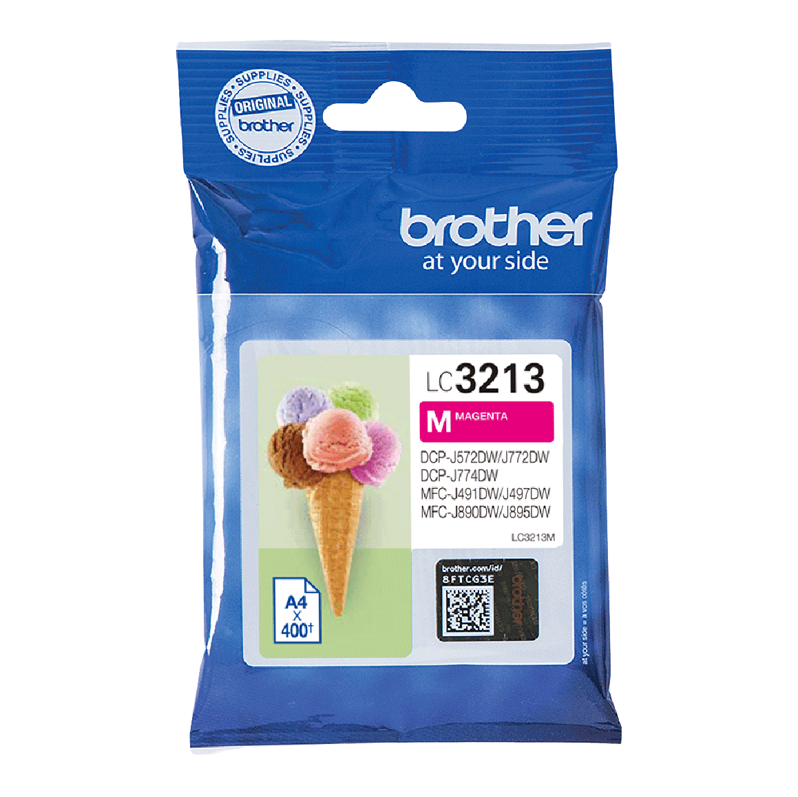 Brother LC3213M magenta XL Skrivarpatron - 400 sidor - Original