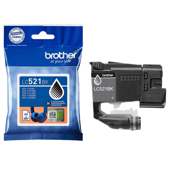 Brother LC521BK svart Skrivarpatron - 500 sidor - Original