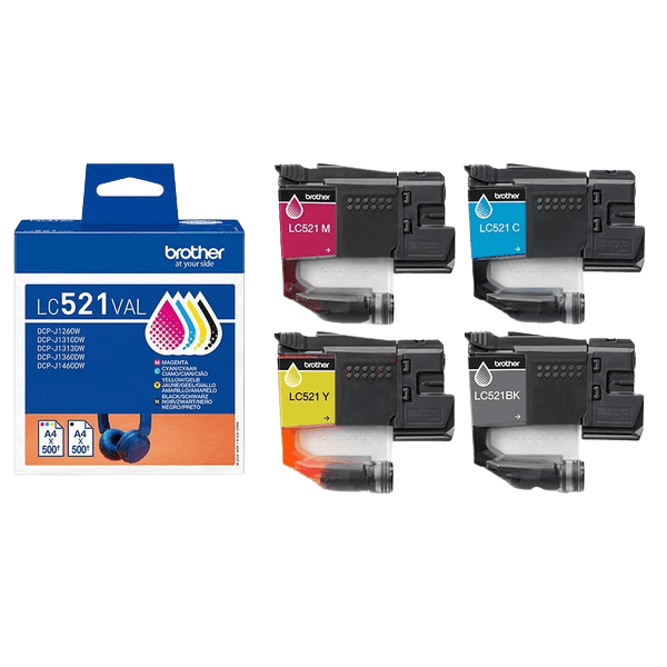 Brother LC521VAL CMYK Skrivarpatron - 500 sidor - Original