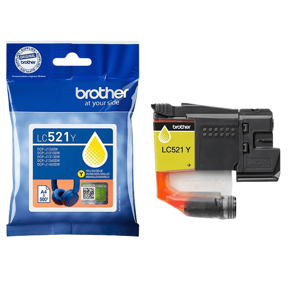 Brother LC521Y gul Skrivarpatron - 500 sidor - Original