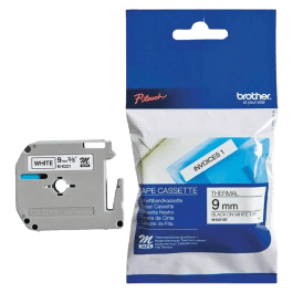 Brother MK221BZ Svart text / Vit tejp 9 mm x 8 m - Original