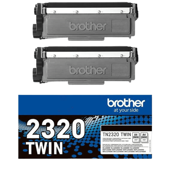 Brother TN2320TWIN svart XL twin pack toner - 5200 sidor - Original