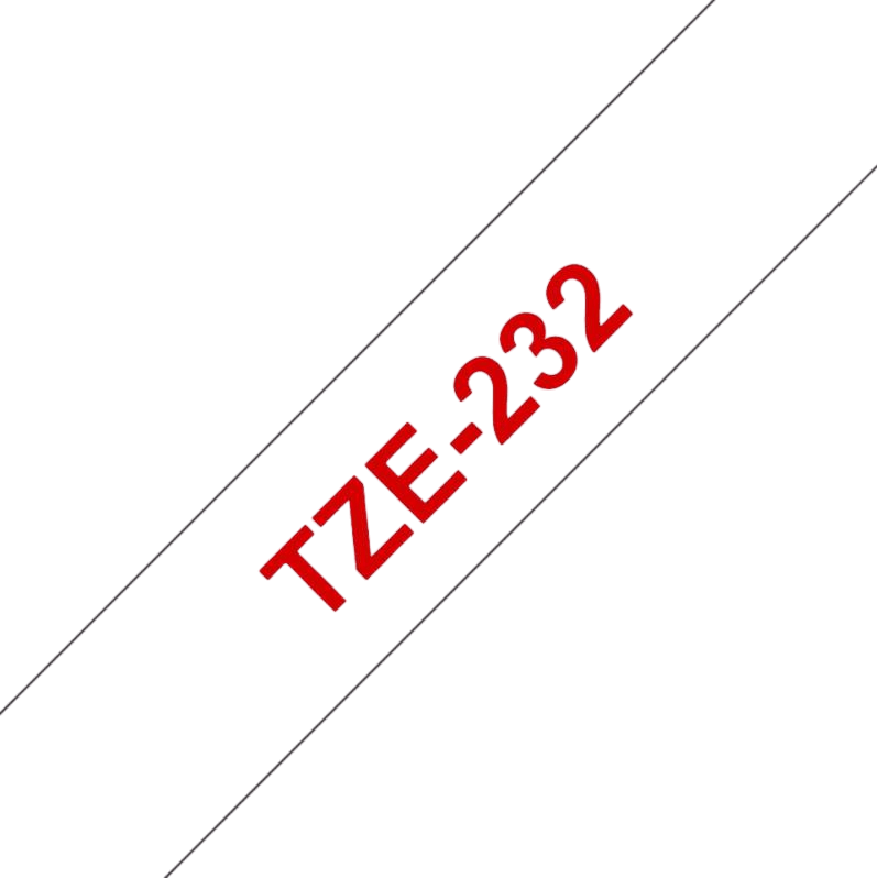 Brother TZe-232 Röd text / Vit tejp 12 mm x 8 m - Kompatibel