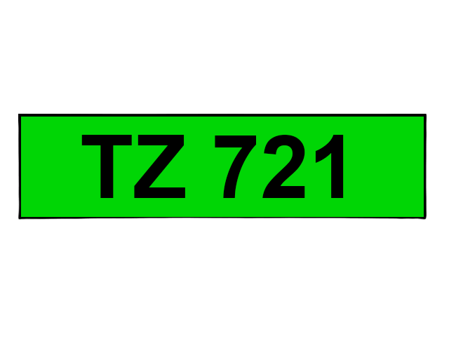 Brother TZe-721 Svart text / Grön tejp 9 mm x 8 m - Kompatibel