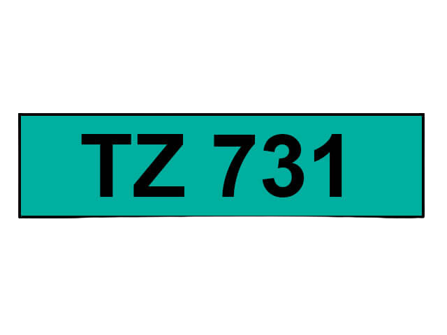 Brother TZe731 Svart text / Grön tejp 12 mm x 8 m - Kompatibel