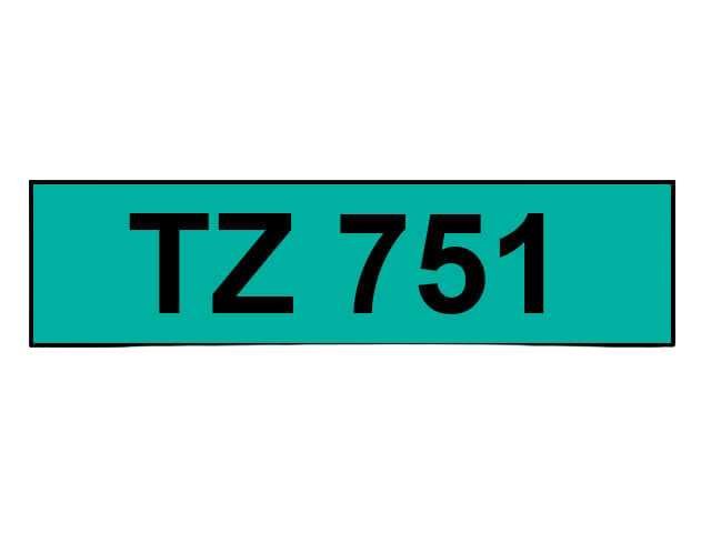 Brother TZe751 Svart text / Grön tejp 24 mm x 8 m - Kompatibel