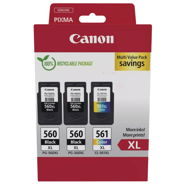 3712C009 Canon 2x PG-560XL + CL-561XL CMYK Skrivarpatron - 2x 14,3 + 12,2 ml. - Original