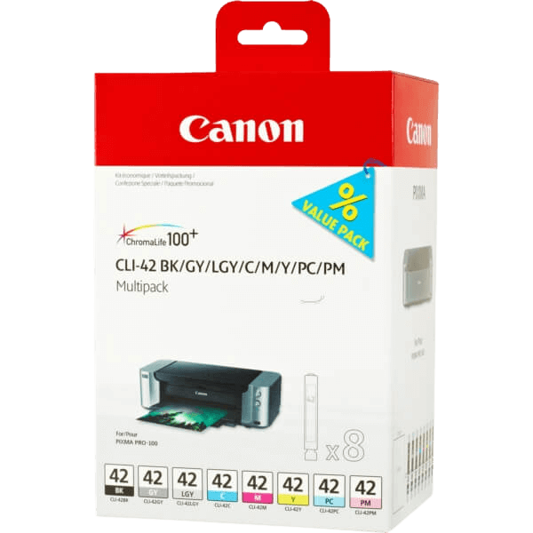 6384B010 Canon CLI-42 CMYK XL Skrivarpatron - 8 x 13 ml. - Original