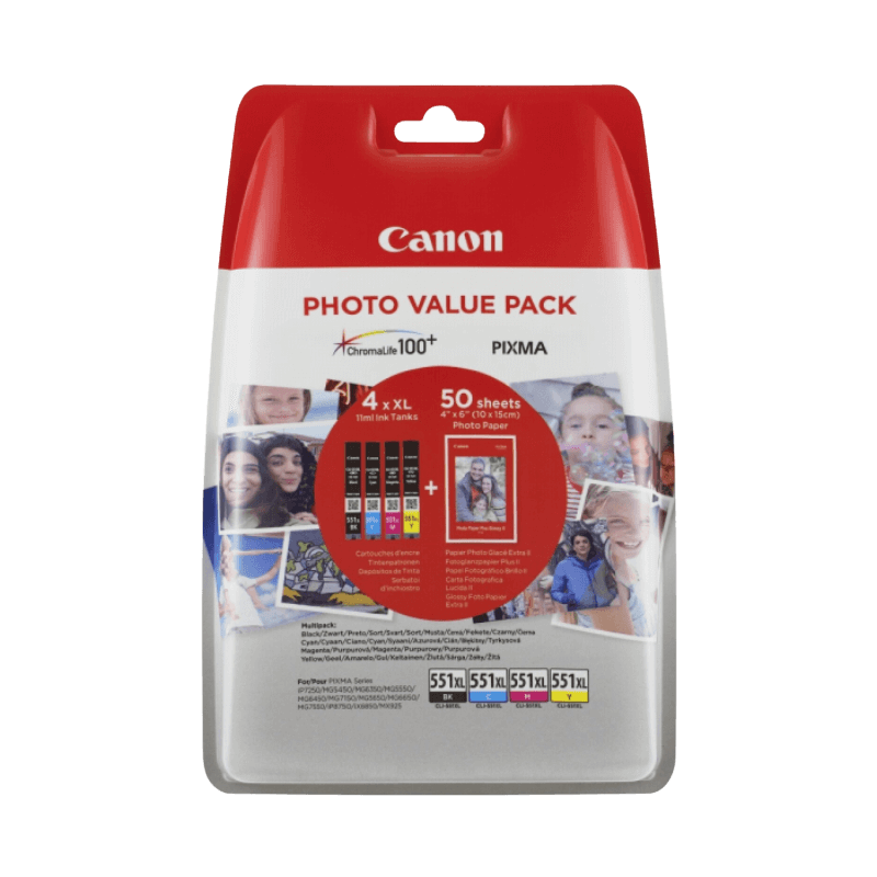 6443B006 Canon CLI-551XL CMYK Skrivarpatron - 4 x 11 ml. - Original
