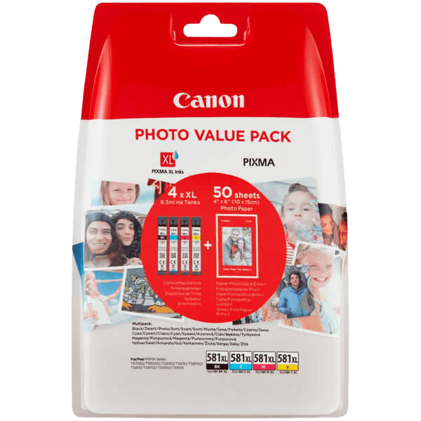 2052C004 Canon CLI-581 CMYK XL Skrivarpatron - 4 x 8,3 ml. ml. - Original