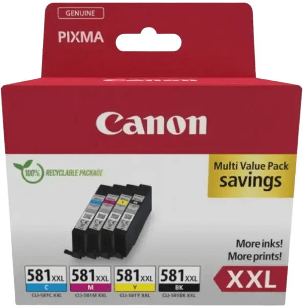 1998C005 Canon CLI-581 CMYK XXL Skrivarpatron - 4 x 11 ml. - Original