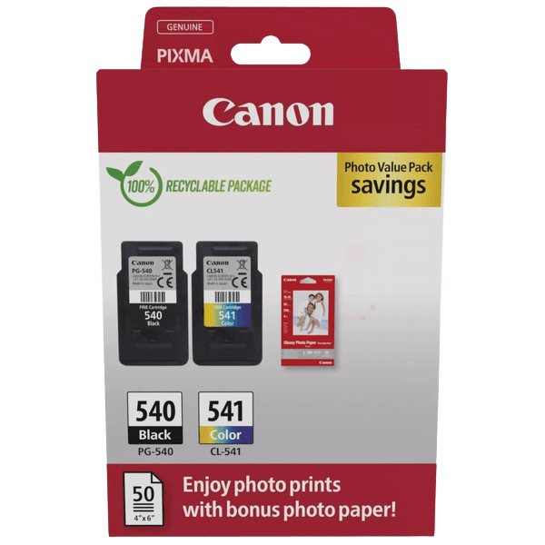 5225B013 Canon PG-540 + CL-541 + Papper CMYK Skrivarpatron - 8 + 8 ml. - Original
