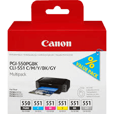 6496B005 Canon PGI-550 / CLI-551 CMYGYK Skrivarpatron - 15 + 5x 7 ml. - Original