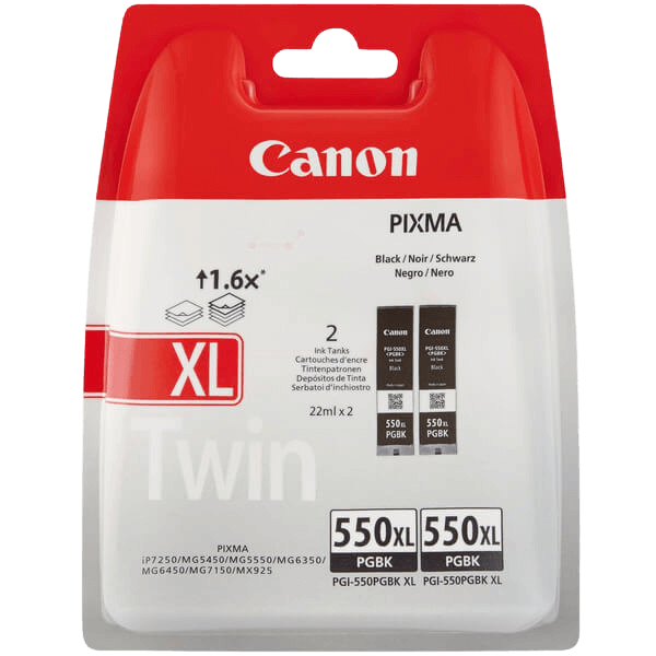 6431B005 Canon PGI-550XL svart XL twin pack Skrivarpatron - 2 x 22 ml. - Original