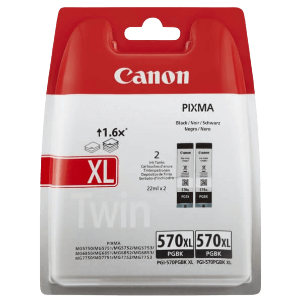 0318C007 Canon PGI-570BKXLTP pigment svart XL twin pack Skrivarpatron - 2 X 22 ml. - Original