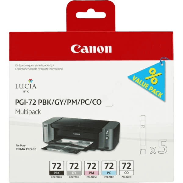 6403B007 Canon PGI-72PH PBK/GY/PM/PC/CO Skrivarpatron - 5 X 14 ml. - Original