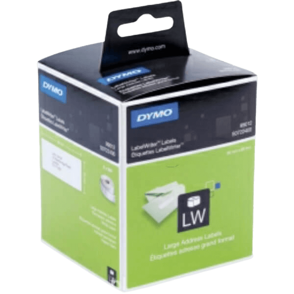 S0722400 Dymo 99012 Svart text / Vit tejp 89 x 36 mm, 520 st. adressetikett - Original