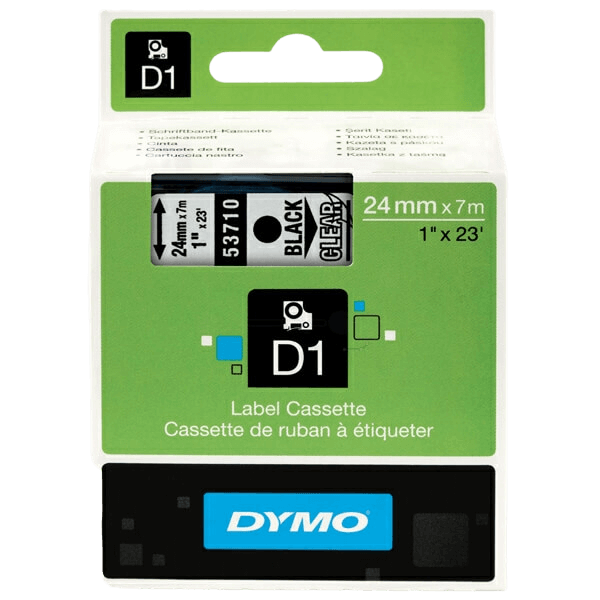 S0720920 Dymo D1 53710 Svart text / Genomskinlig tejp 24 mm x 7 m - Original