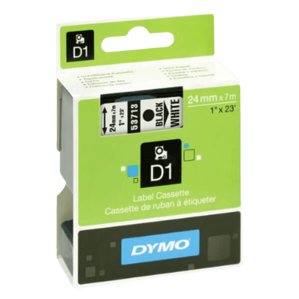 S0720930 Dymo D1 53713 Svart text / Vit tejp 24 mm x 7 m - Original