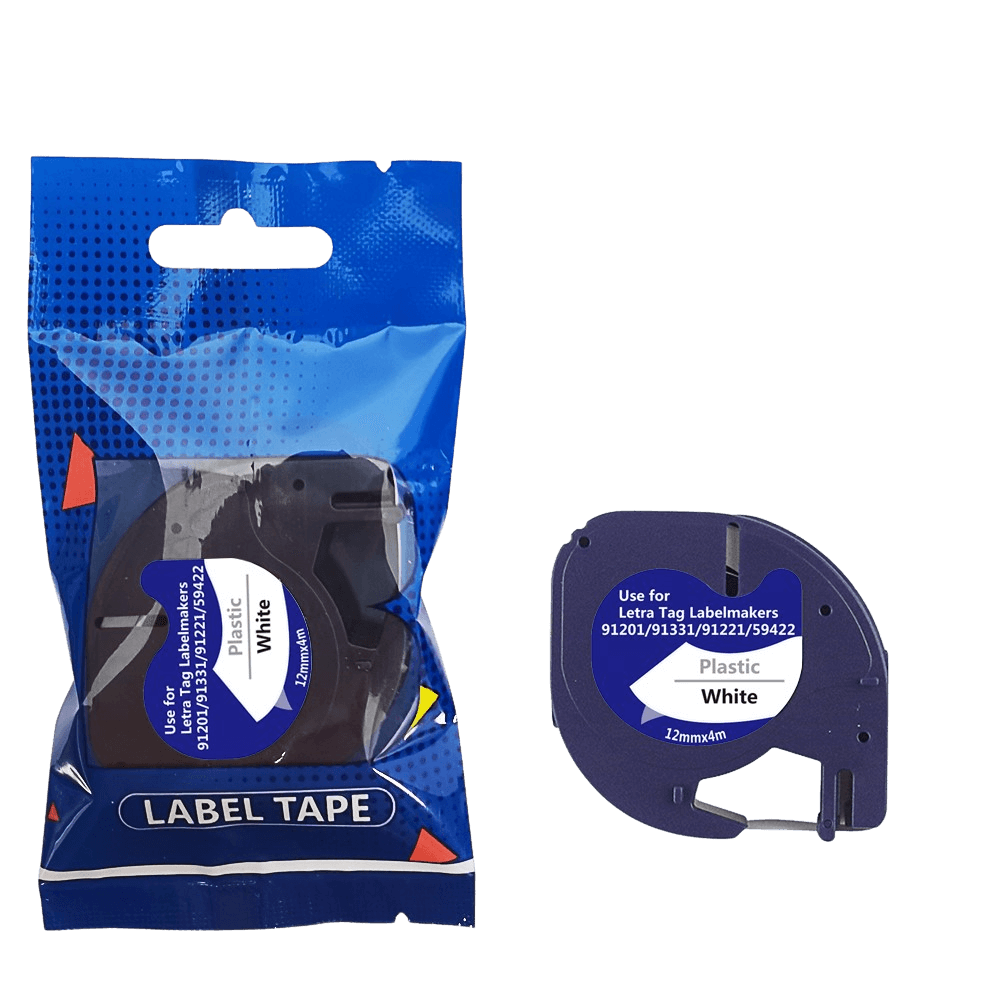 45021 Dymo S0720610 Vit text / Svart tejp 12 mm x 7 m - Kompatibel