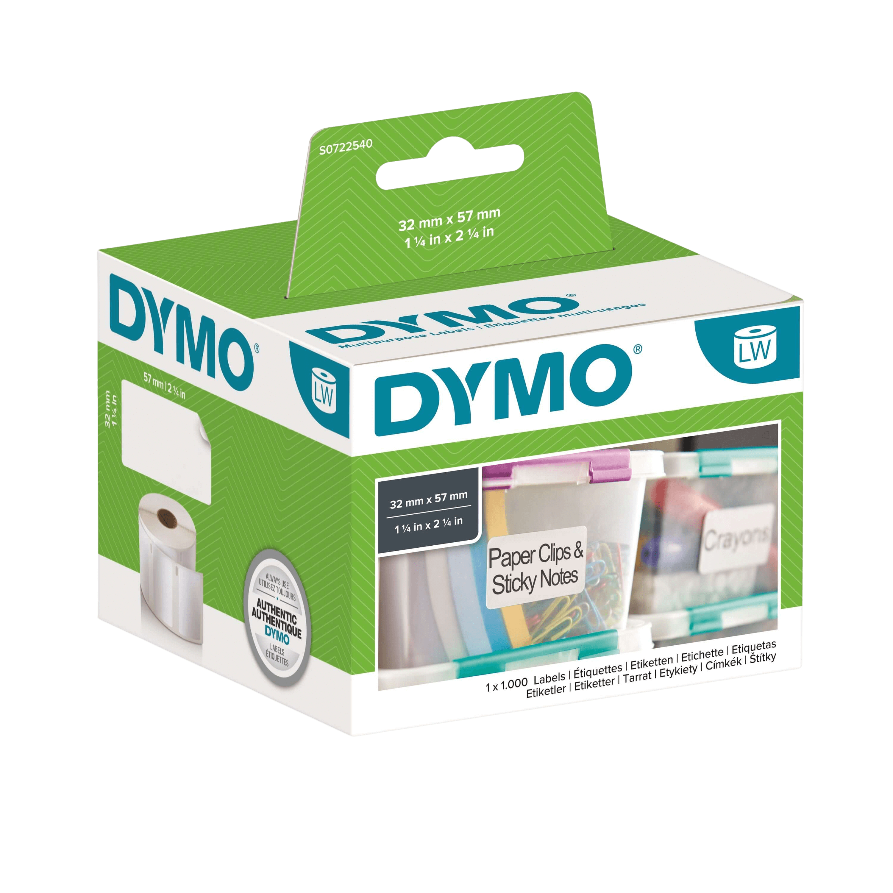 11354 Dymo S0722540 Vit 32 x 57, 1000 st. universaletikett - Kompatibel