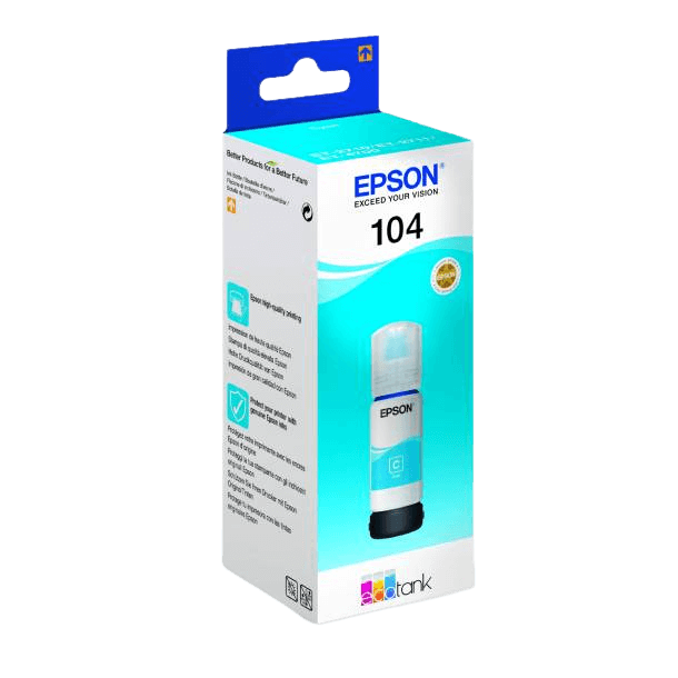 C13T00P240 Epson 104 cyan bläck refill - 65 ml. - Original