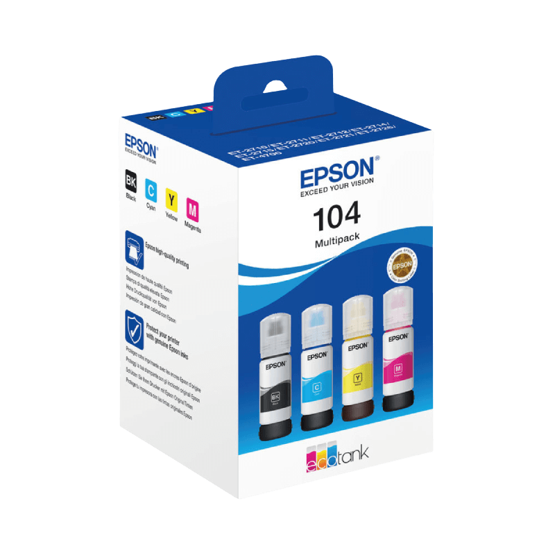 C13T00P640 Epson 104 CMYK Skrivarpatron - 4 x 65 ml. - Original