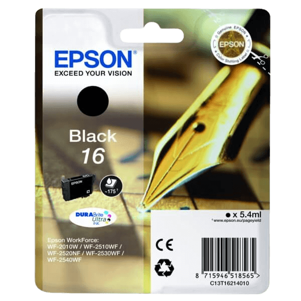 C13T16214012 Epson 16 svart Skrivarpatron - 5,4 ml. - Original