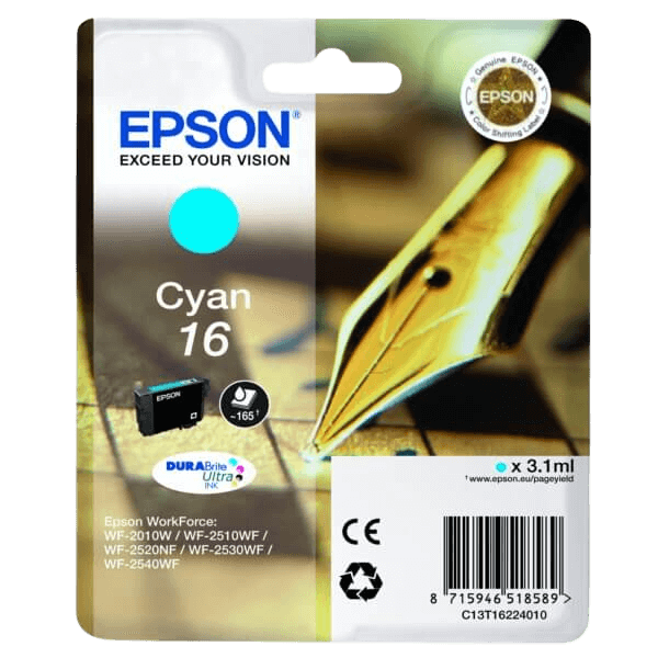 C13T16224012 Epson 16 cyan Skrivarpatron - 3,1 ml. - Original