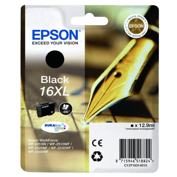 C13T16314012 Epson 16 svart XL Skrivarpatron - 12,9 ml. - Original