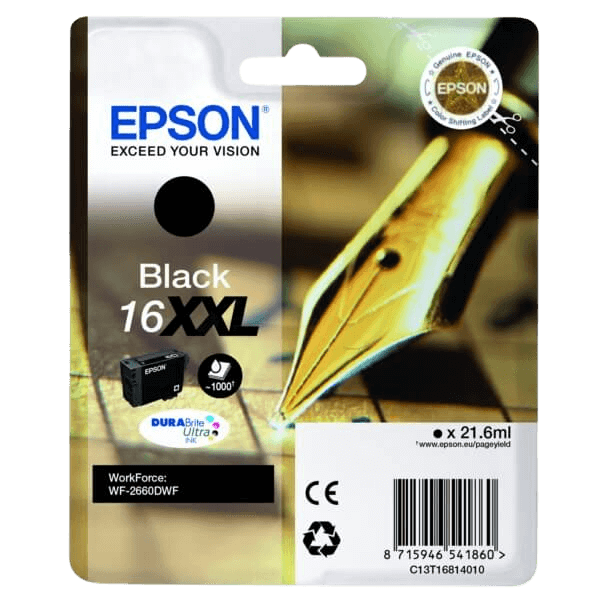 C13T16814012 Epson 16 svart XXL Skrivarpatron - 21,6 ml. - Original