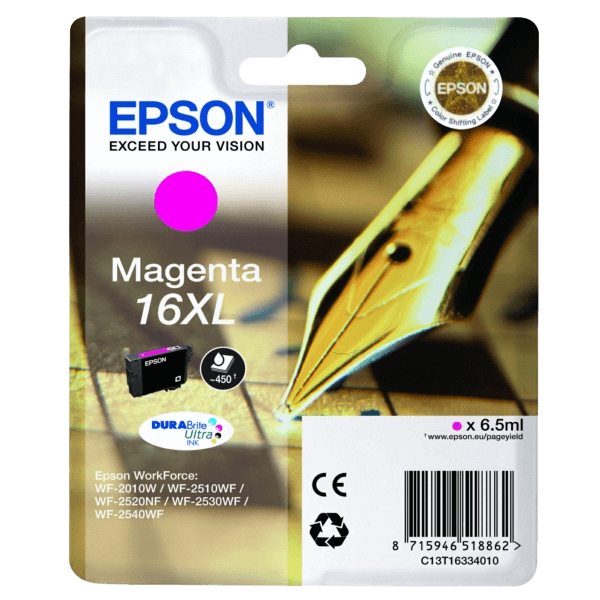 C13T16334012 Epson 16 magenta XL Skrivarpatron - Original
