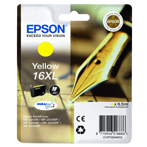 C13T16344012 Epson 16 gul XL Skrivarpatron - Original