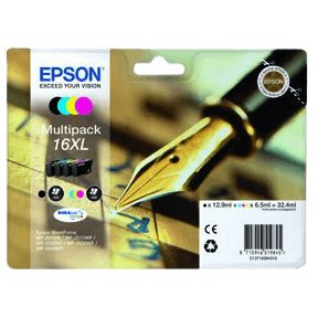 C13T16364012 Epson 16 CMYK XL Skrivarpatron - 1 x12,9 + 3 x 6,5 ml. - Original