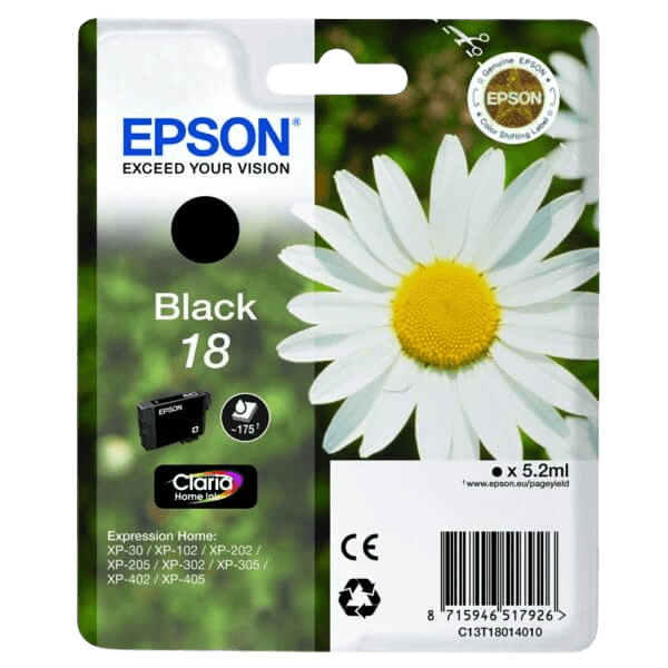 C13T18014012 Epson 18 svart Skrivarpatron - 5,2 ml. - Original