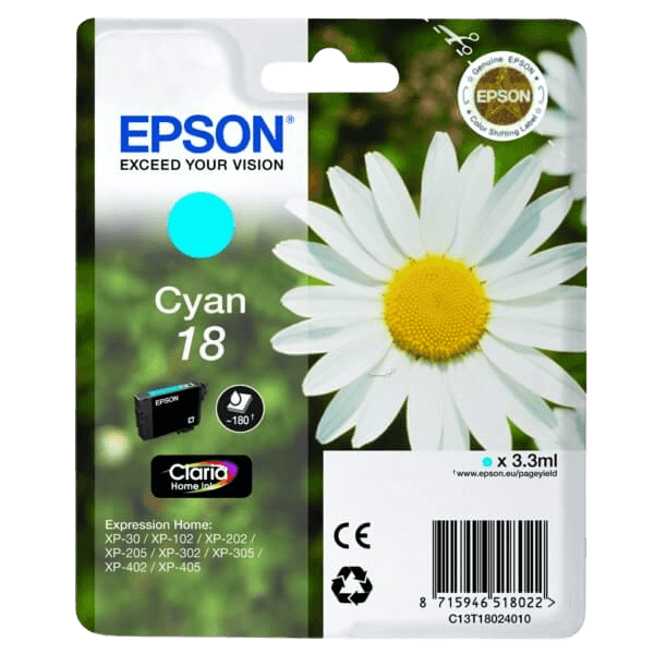 C13T18024012 Epson 18 cyan Skrivarpatron - 3,3 ml. - Original