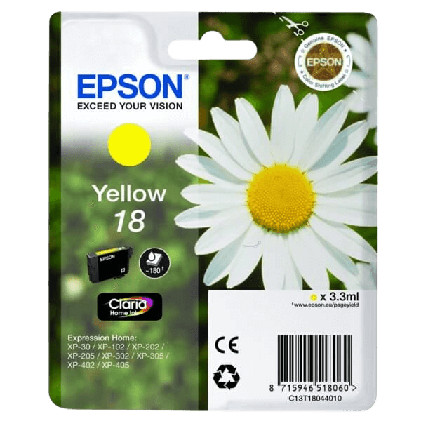 C13T18044012 Epson 18 gul Skrivarpatron - 3,3 ml. - Original