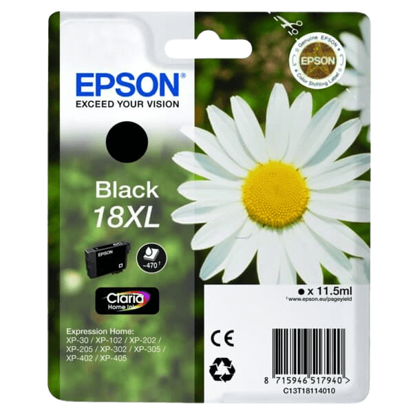 C13T18114012 Epson 18 svart XL Skrivarpatron - 11,5 ml. - Original