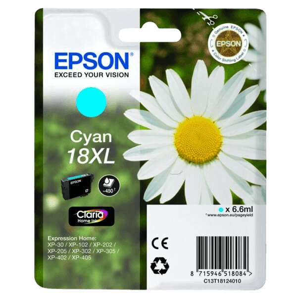 C13T18124012 Epson 18 cyan XL Skrivarpatron - 6,6 ml. - Original