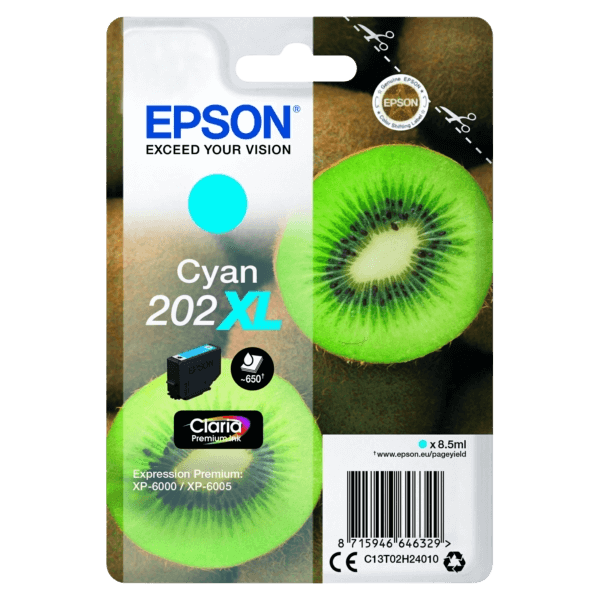 C13T02H24010 Epson 202 cyan XL Skrivarpatron - 650 sidor - Original