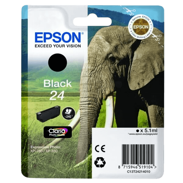 C13T24214012 Epson 24 svart Skrivarpatron - 5,1 ml. - Original